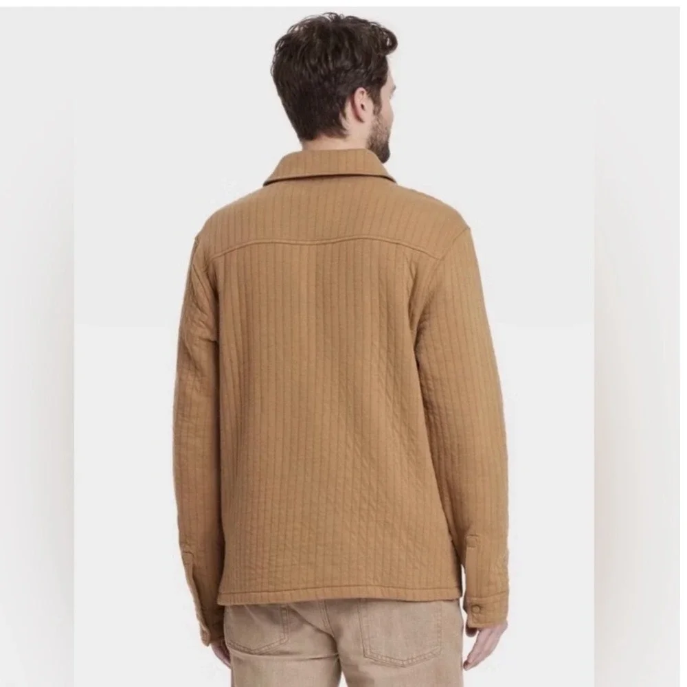 Goodfellow & Co Mens XL Quilted Shirt Jacket Brown Snap Front Shacket New